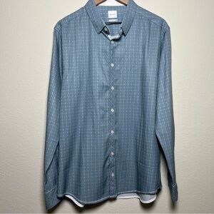 NEW‎ JB Holts Men Button Down Shirt Large Classic Fit Geometric Stretch Casual